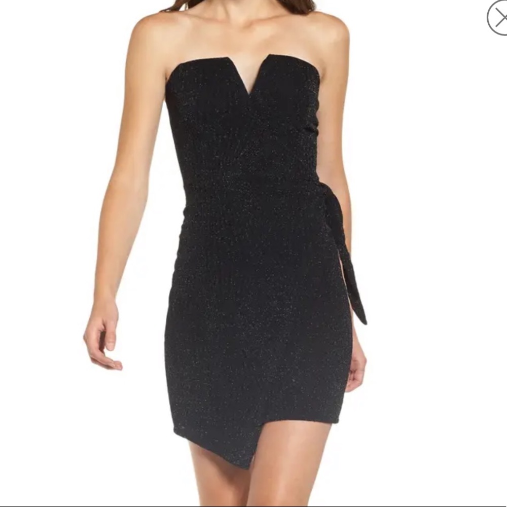 Row A XL black glitter strapless wrap dress